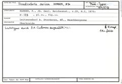 Karteikarte zum Paralectotyp von Frondicularia sarissa Karrer, 1870